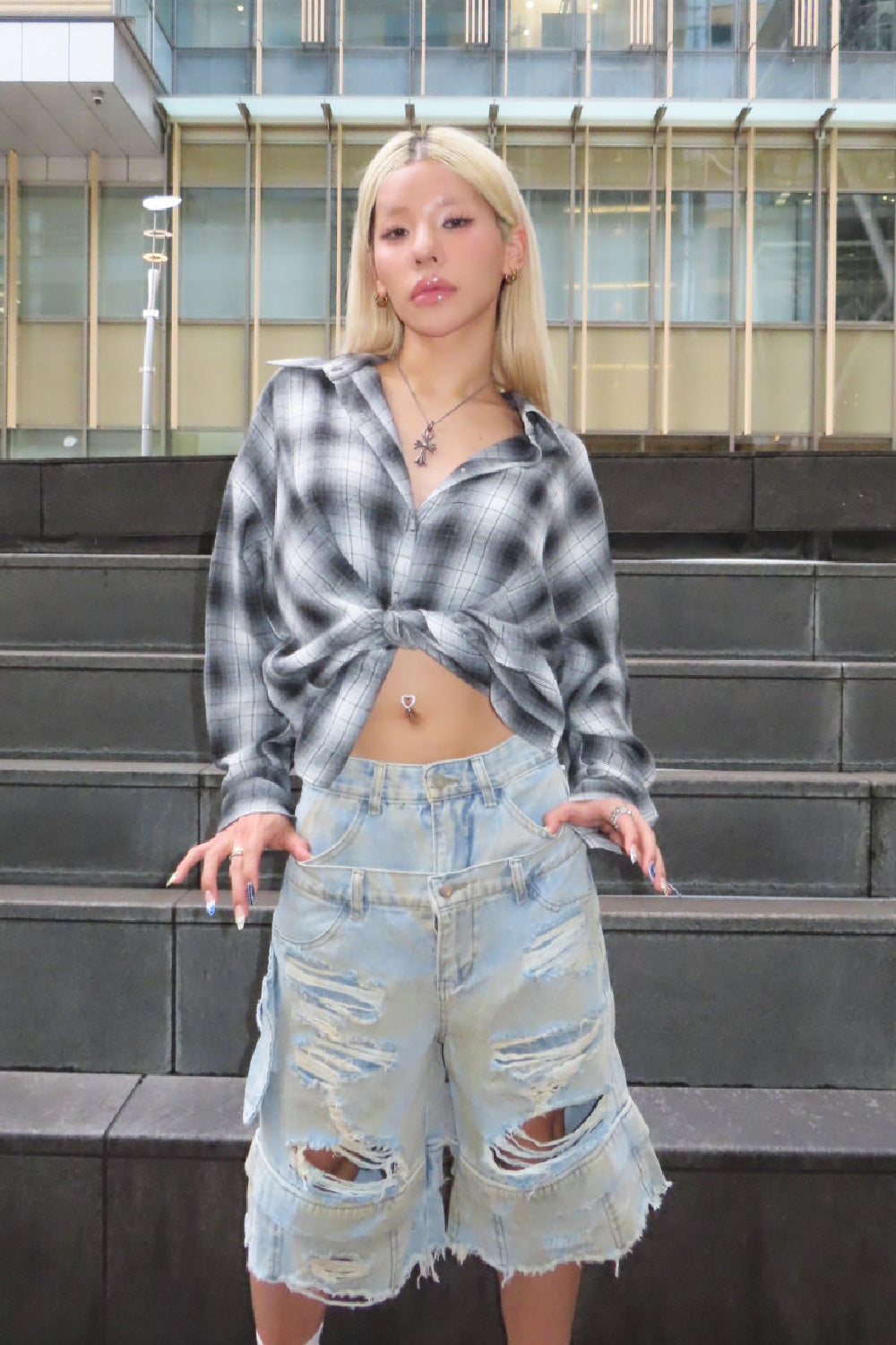 CRASH DAMAGE DENIM PANTS