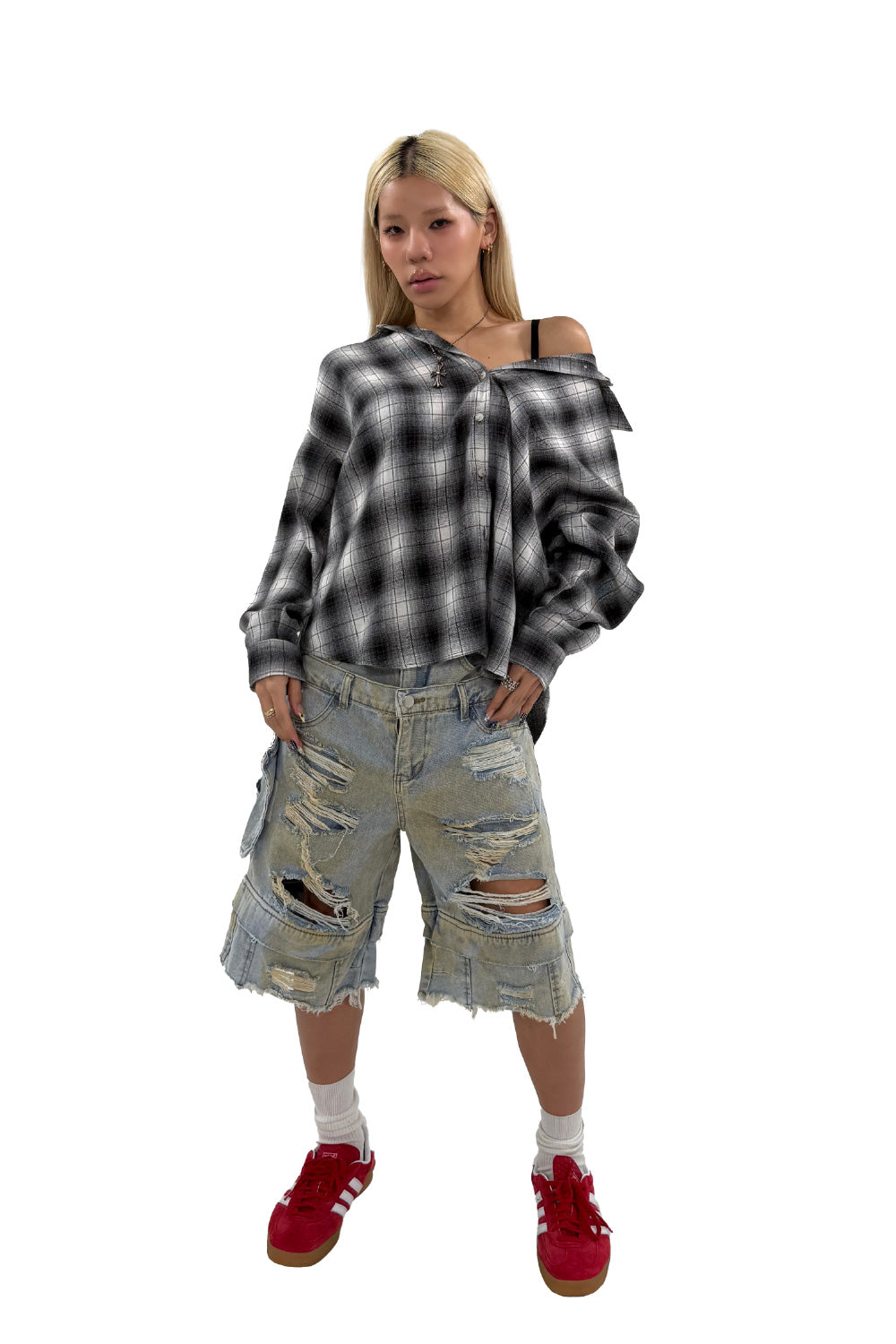 CRASH DAMAGE DENIM PANTS