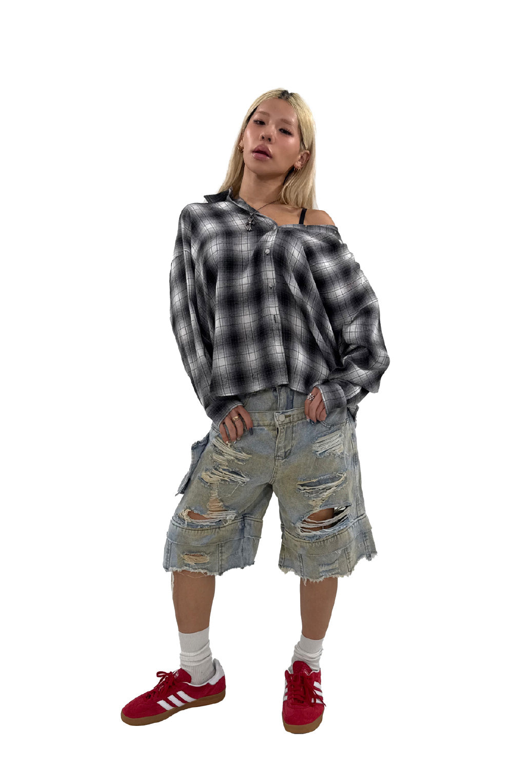 CRASH DAMAGE DENIM PANTS