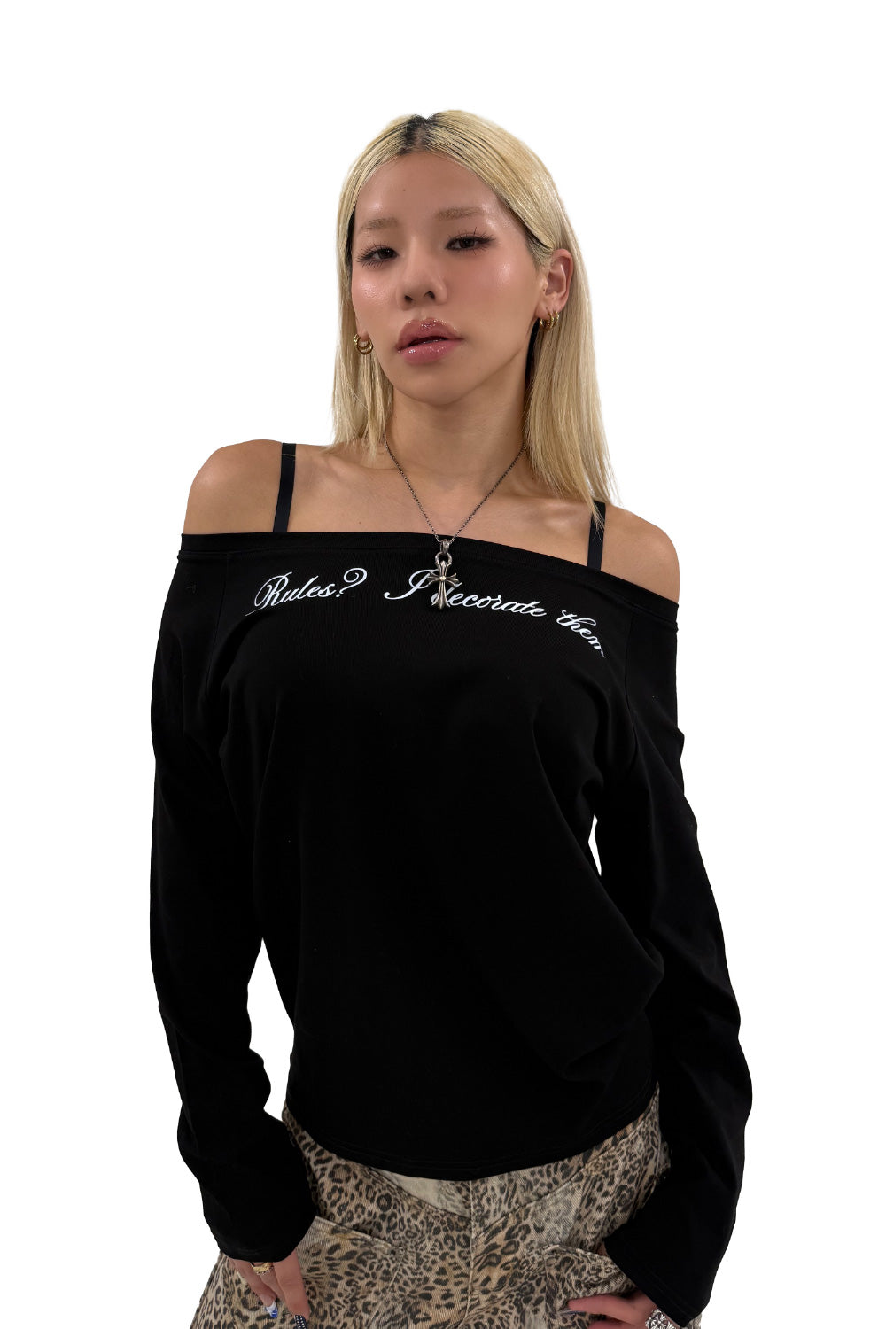 OFF SHOULDER LOGO TOPS