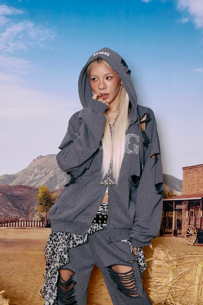 FADE DAMAGE ZIP HOODIE