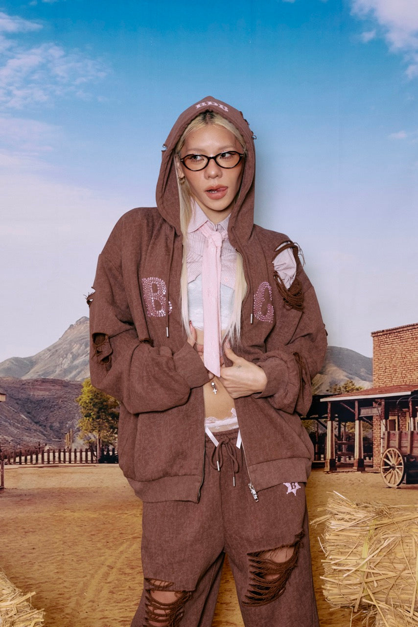 FADE DAMAGE ZIP HOODIE