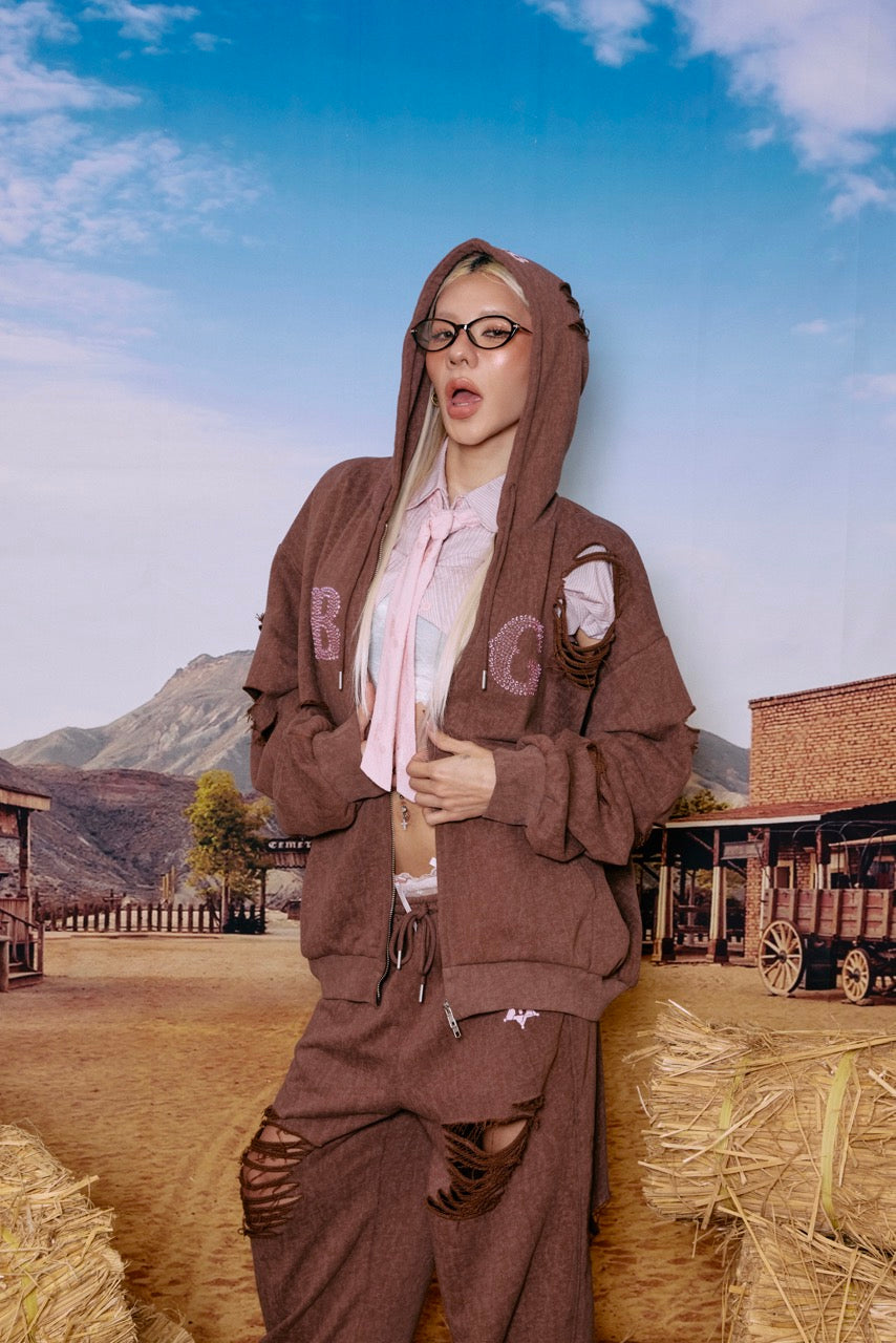 FADE DAMAGE ZIP HOODIE