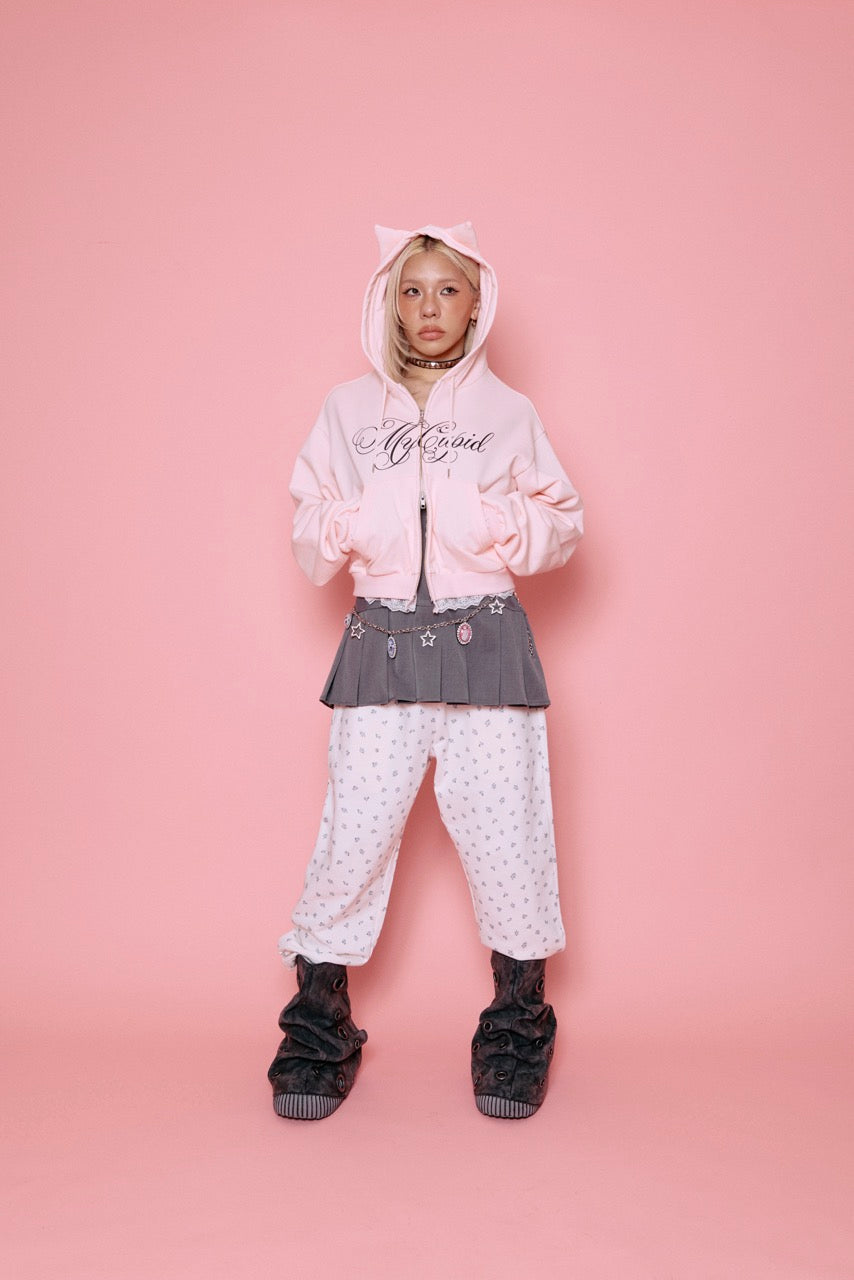 Chalmiere 猫 ネコ耳 ハッピードリーム ジャケット ピンク CAT EARS ZIP HOODIE