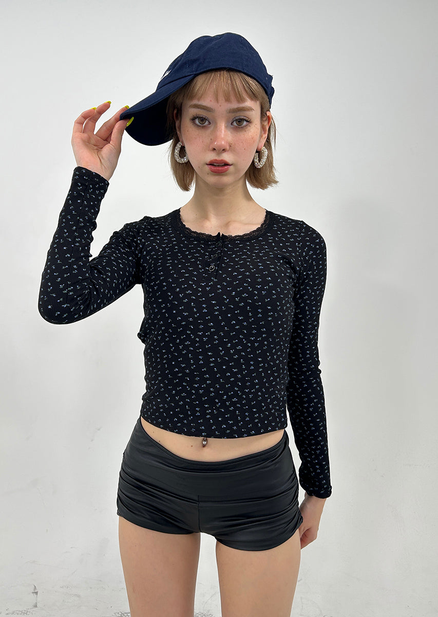 FLOWER PATTERN HENRY NECK PO