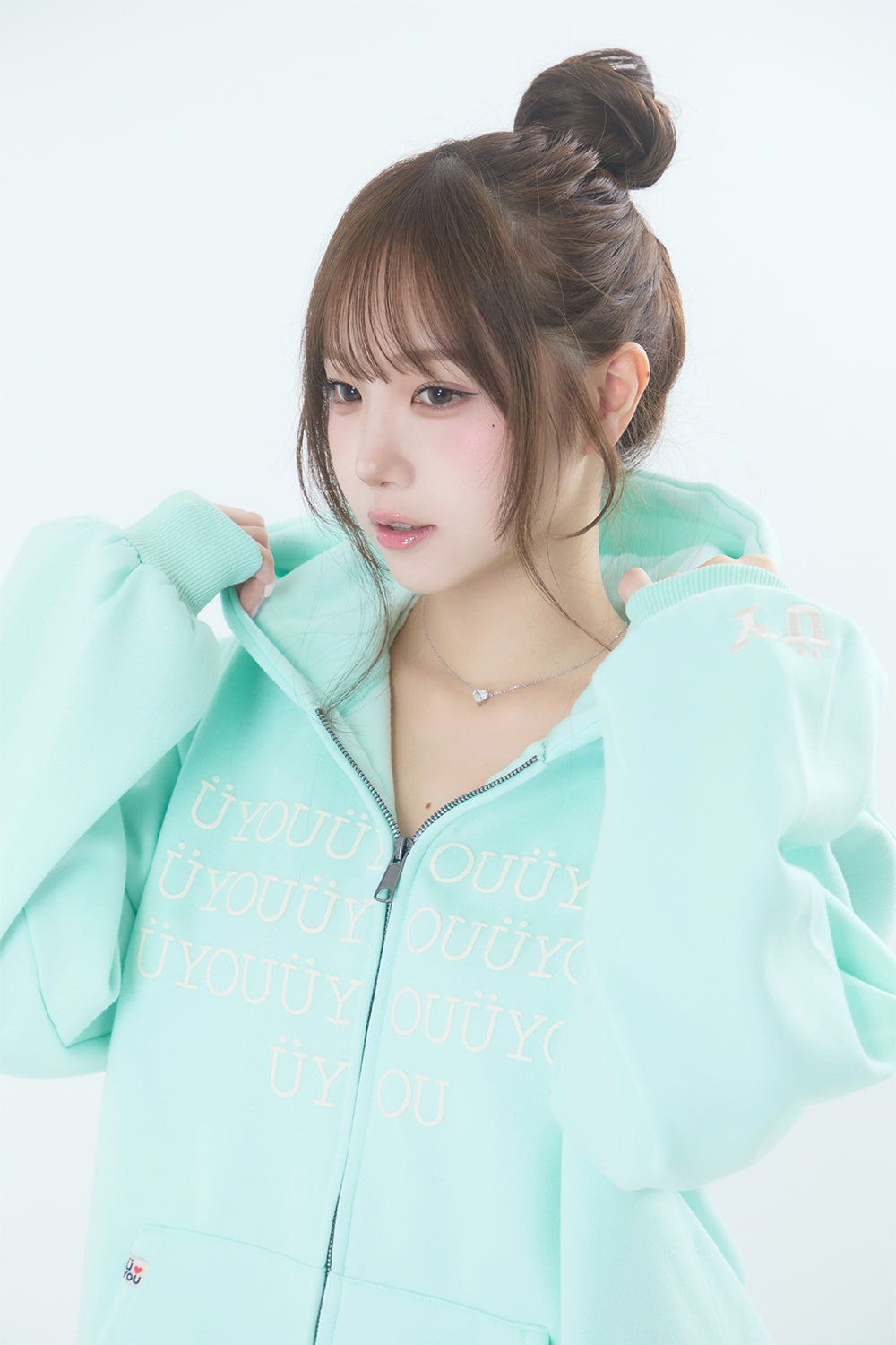 BUBBLE LOGO ZIP HOODIE MINT