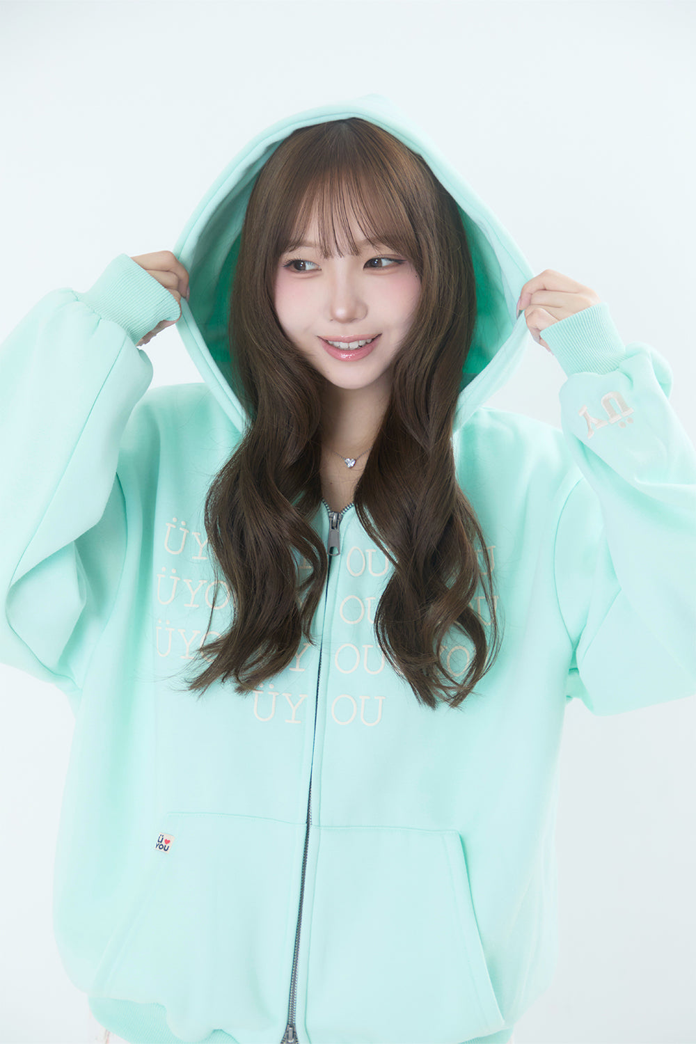 BUBBLE LOGO ZIP HOODIE MINT