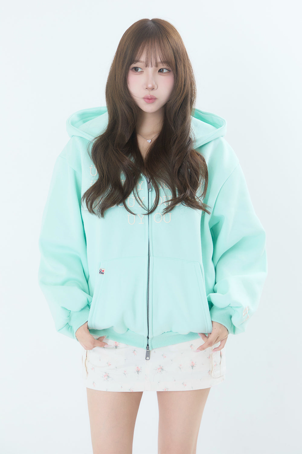 BUBBLE LOGO ZIP HOODIE MINT
