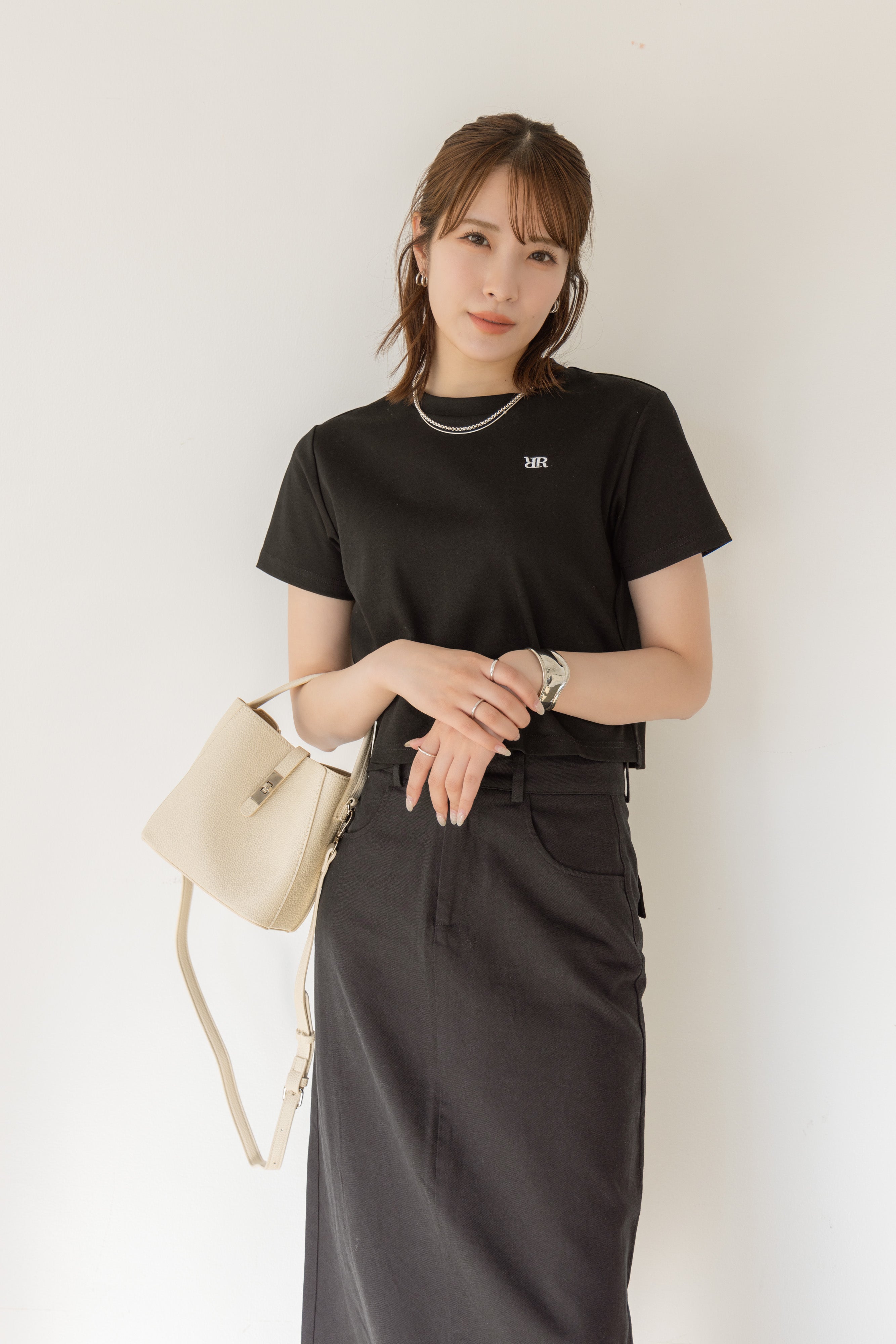 RNワンポイント刺繍クロップドTシャツ