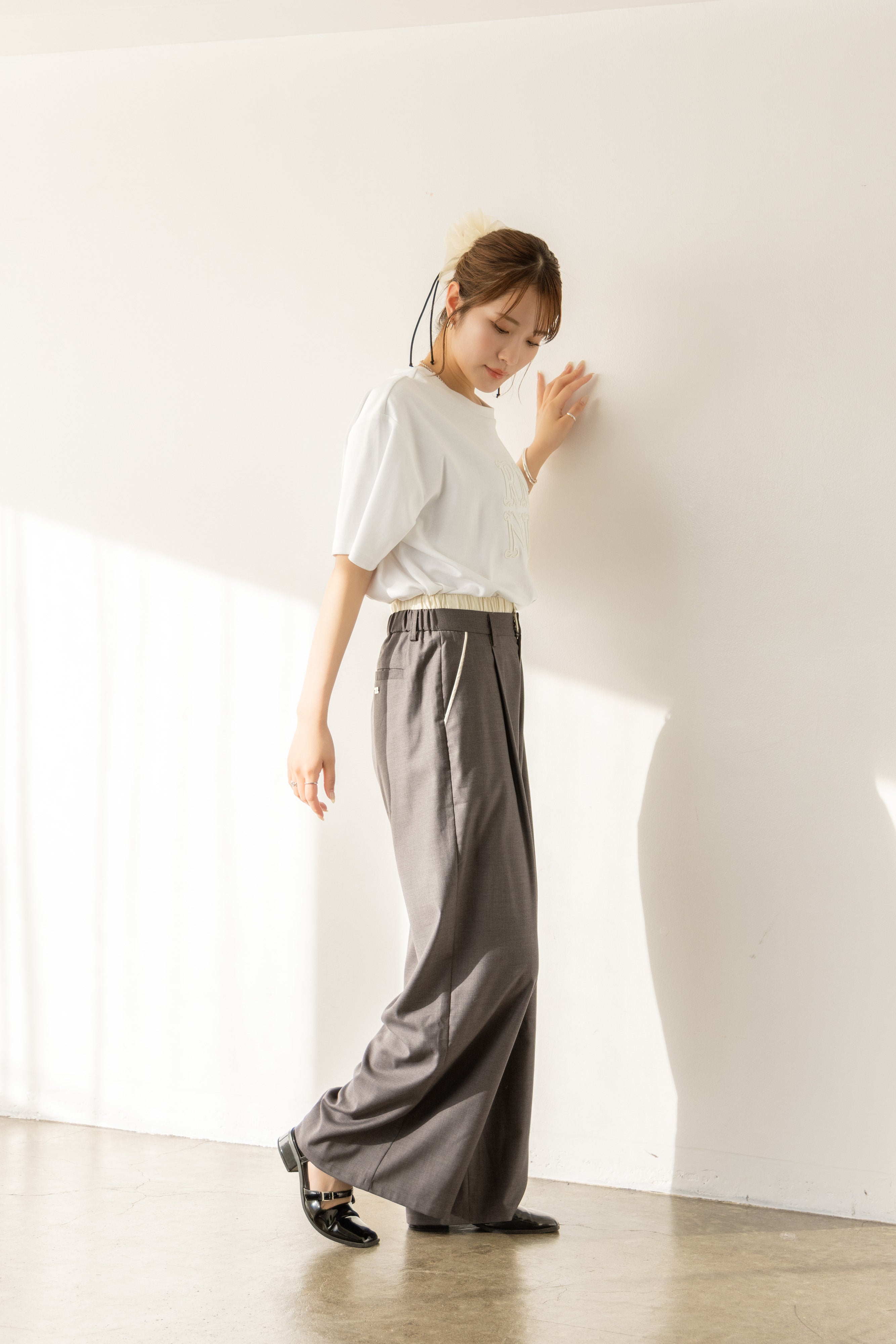 ウエストレイヤードワイドパンツ