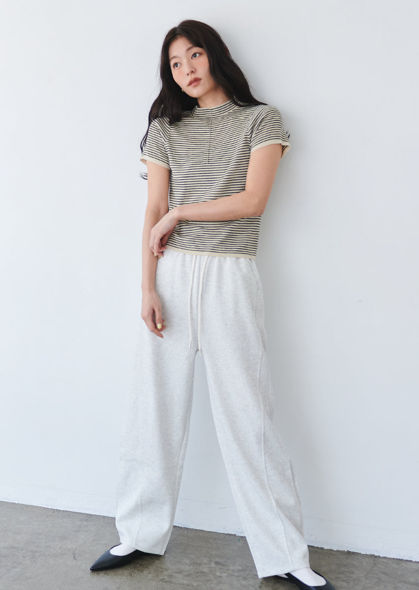 ハーフスリーブボーダーニット