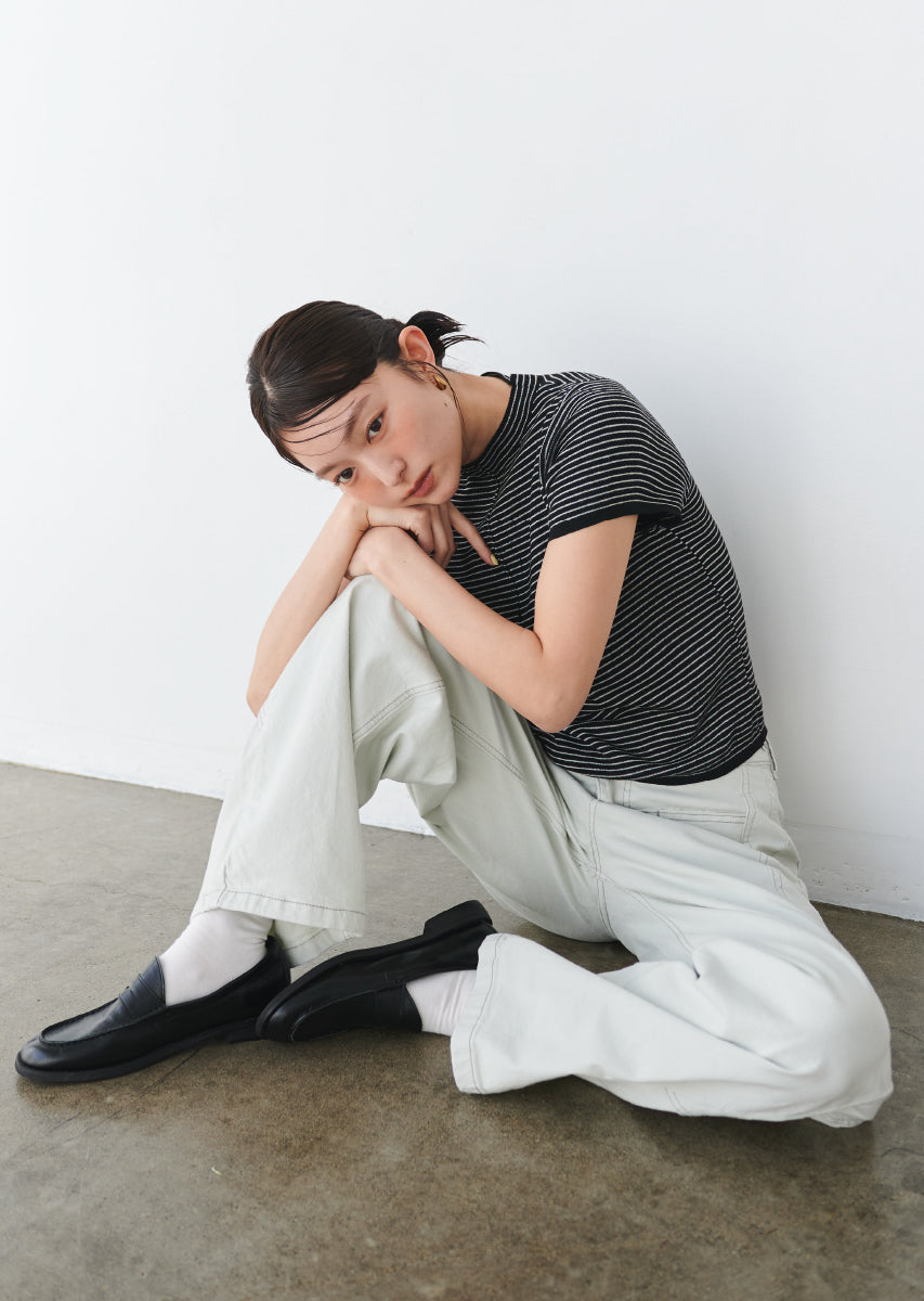 ハーフスリーブボーダーニット