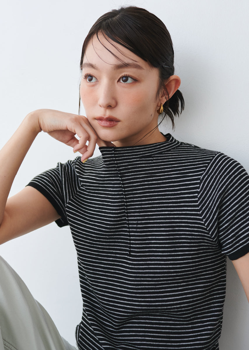 ハーフスリーブボーダーニット