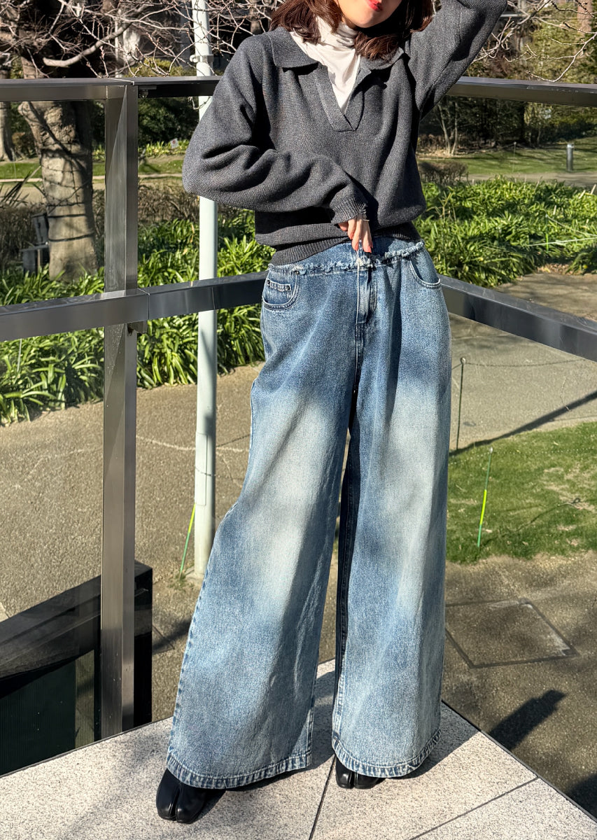 カットオフデニムワイドパンツ