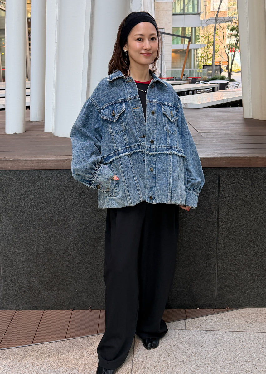 バルーンシルエットデニムブルゾン