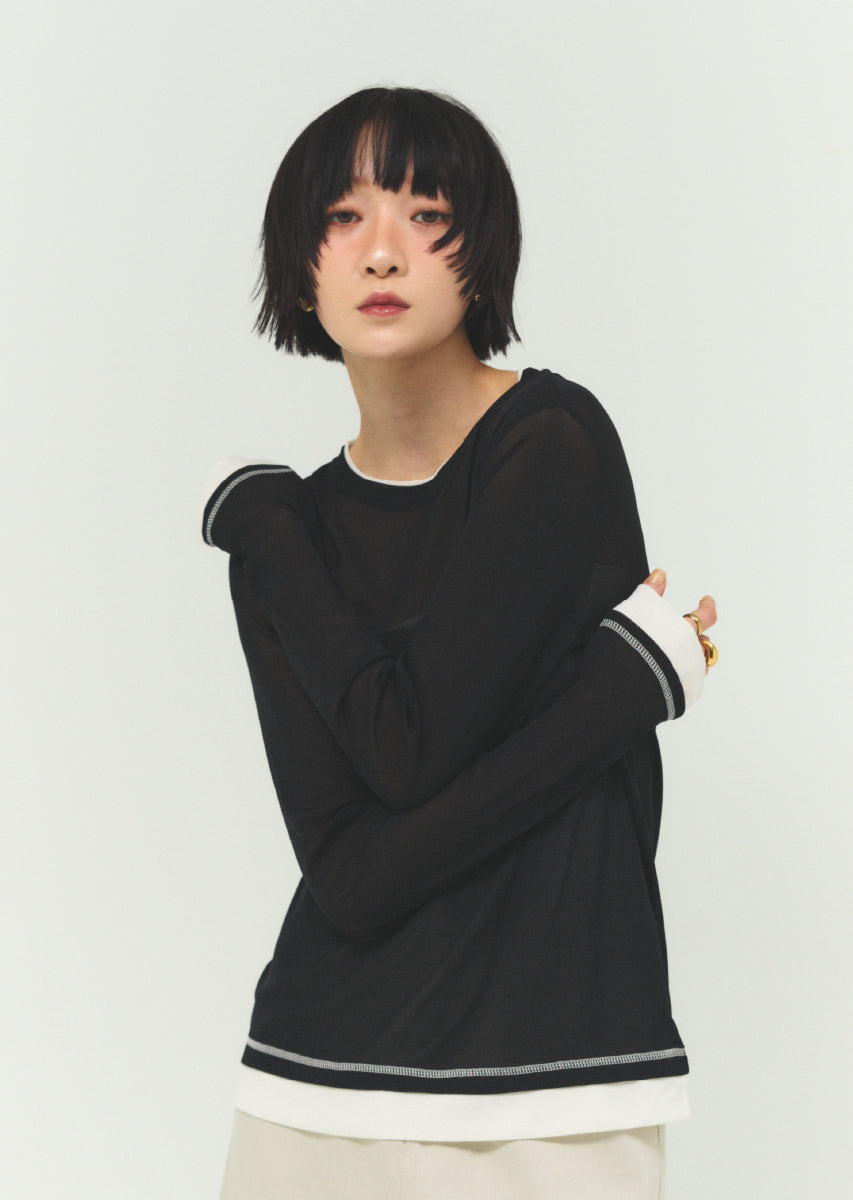 パワーネットバイカラープルオーバー