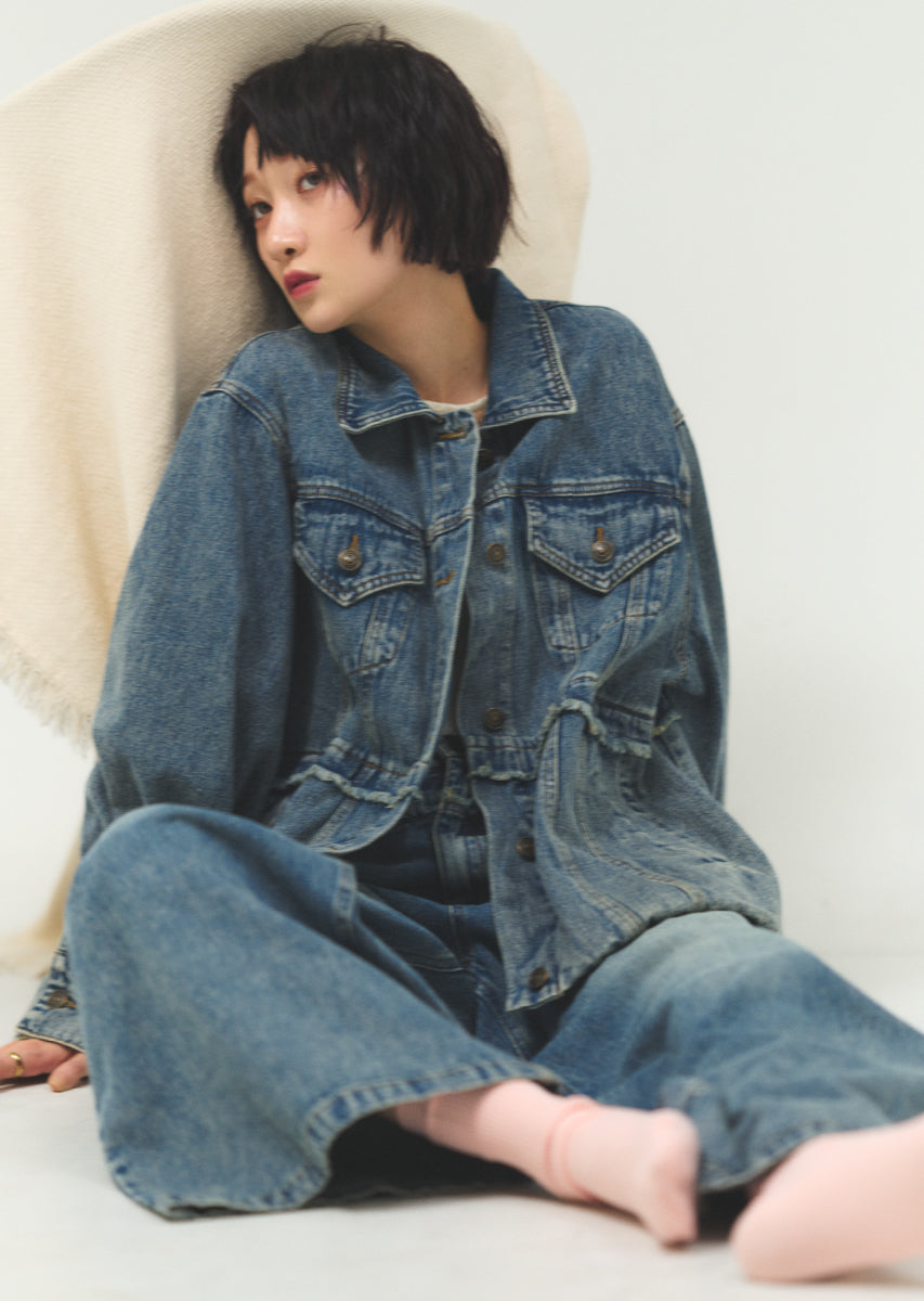 バルーンシルエットデニムブルゾン