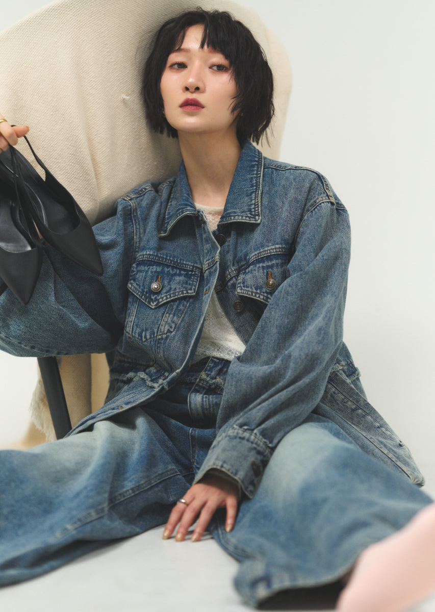 バルーンシルエットデニムブルゾン