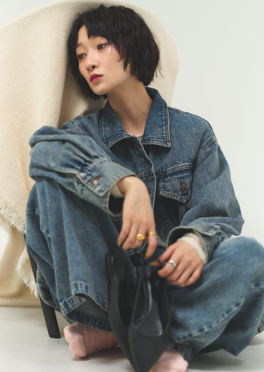 バルーンシルエットデニムブルゾン