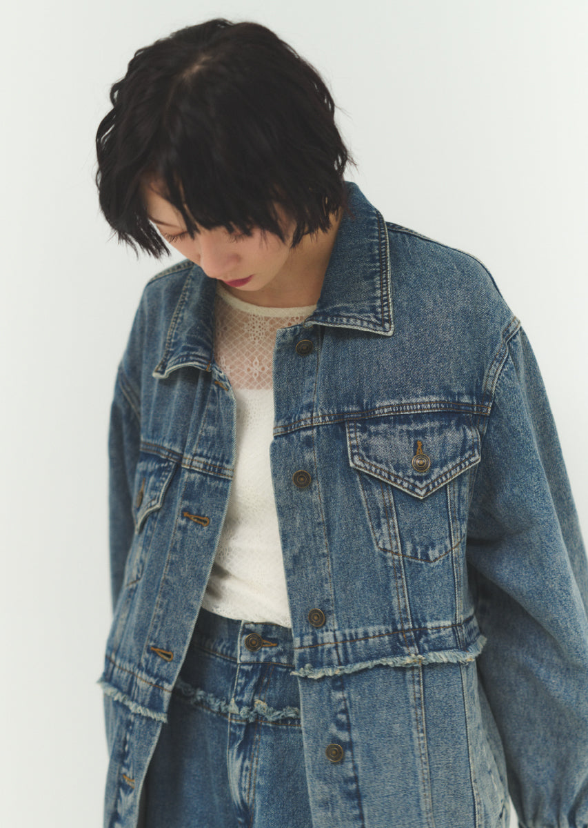 バルーンシルエットデニムブルゾン