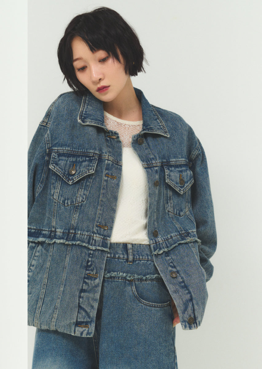 バルーンシルエットデニムブルゾン