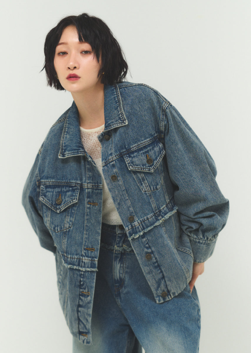 バルーンシルエットデニムブルゾン