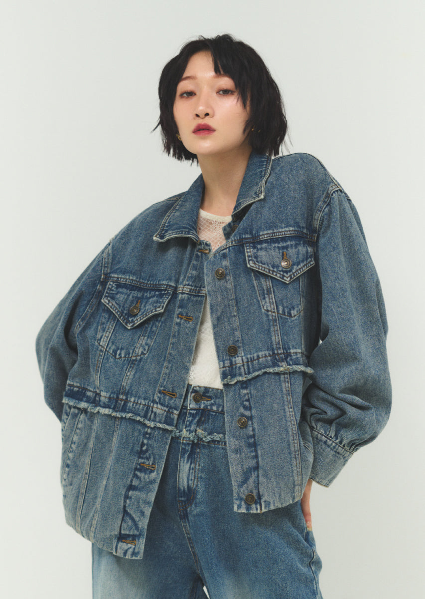 バルーンシルエットデニムブルゾン