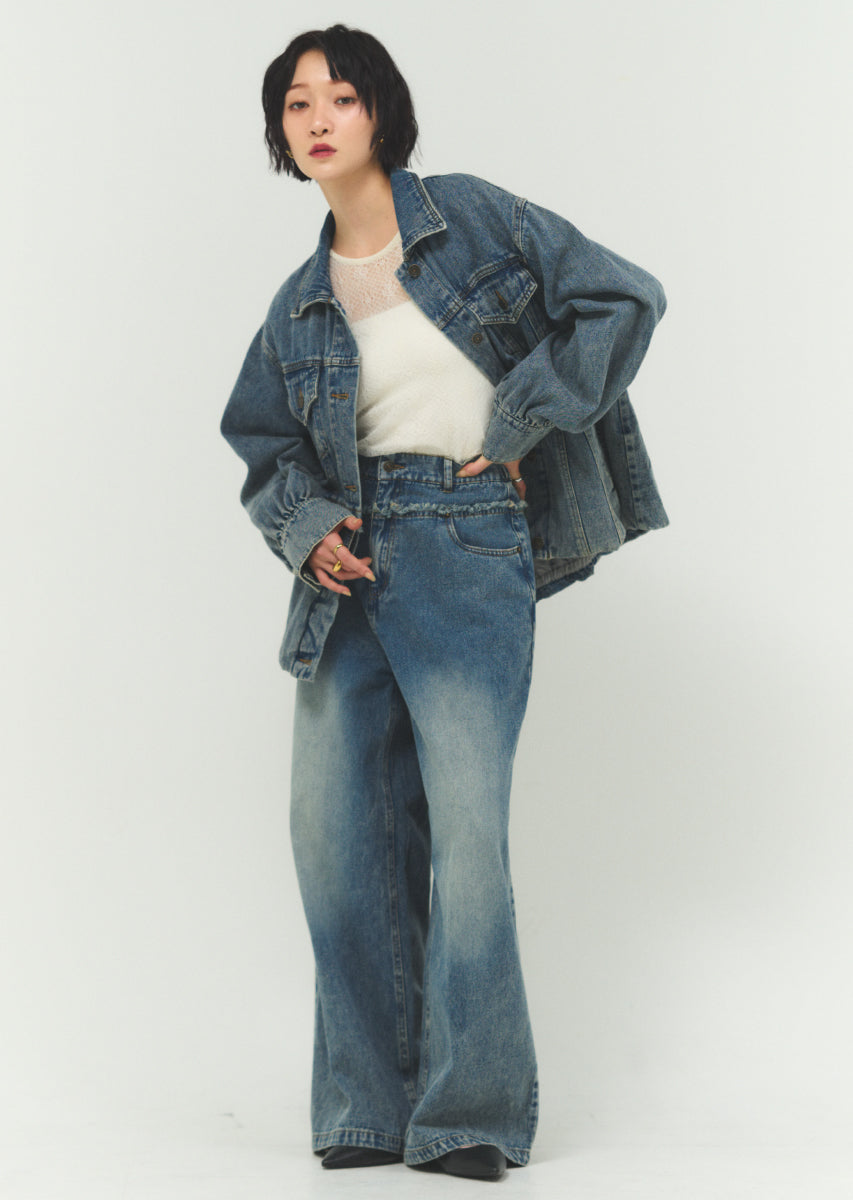 バルーンシルエットデニムブルゾン