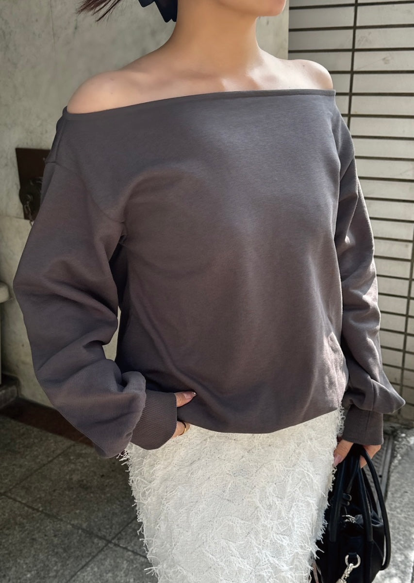2wayショルダースウェットトップス