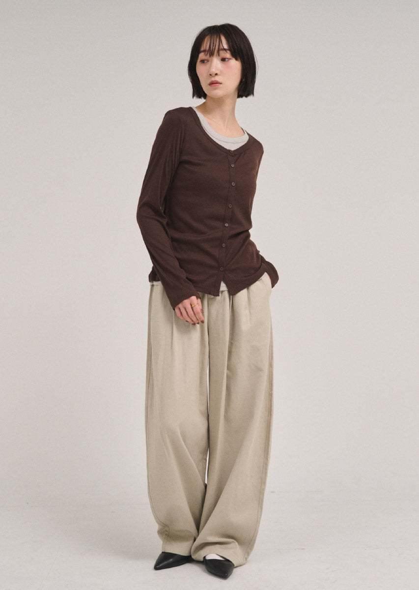 バイカラーソフトフィットカーディガン