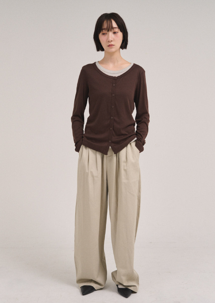 バイカラーソフトフィットカーディガン