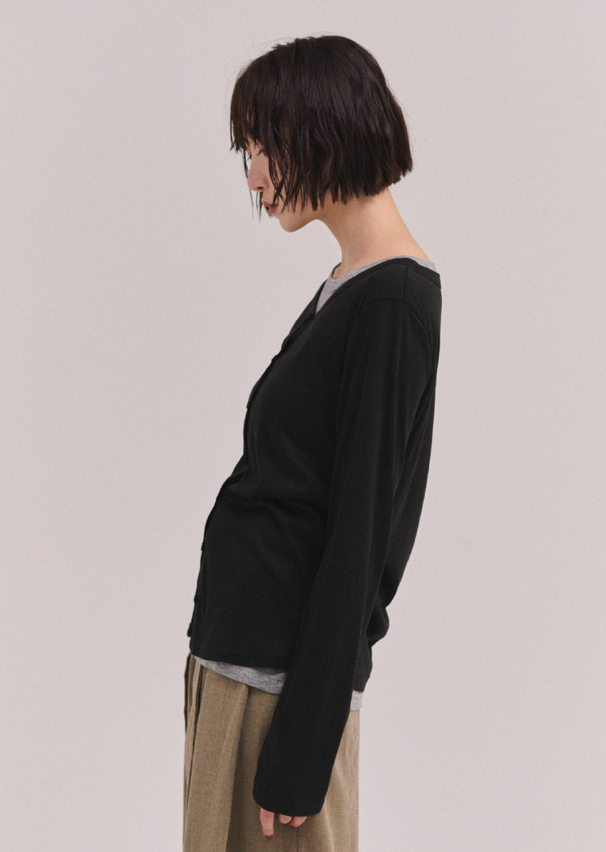 バイカラーソフトフィットカーディガン