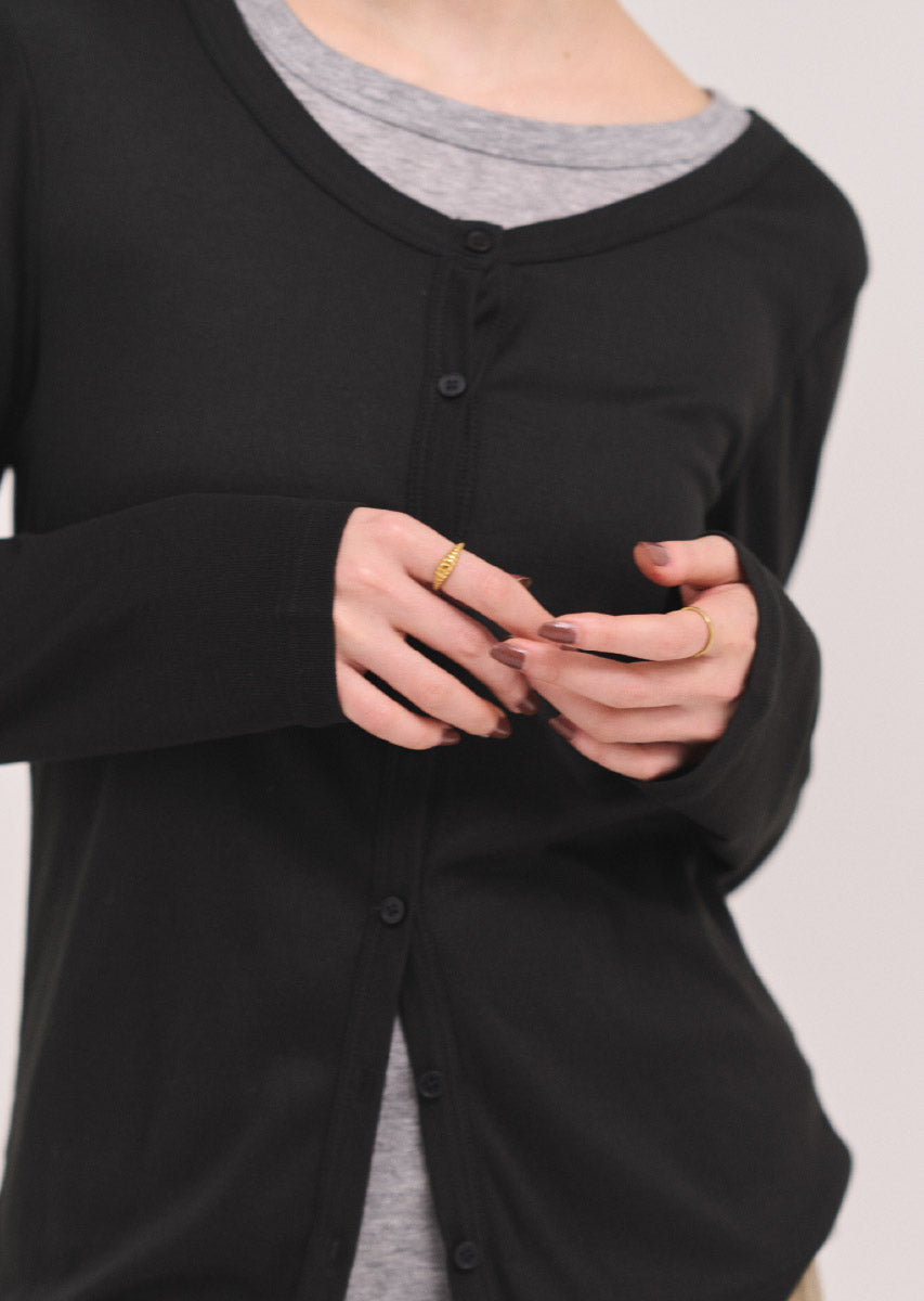 バイカラーソフトフィットカーディガン