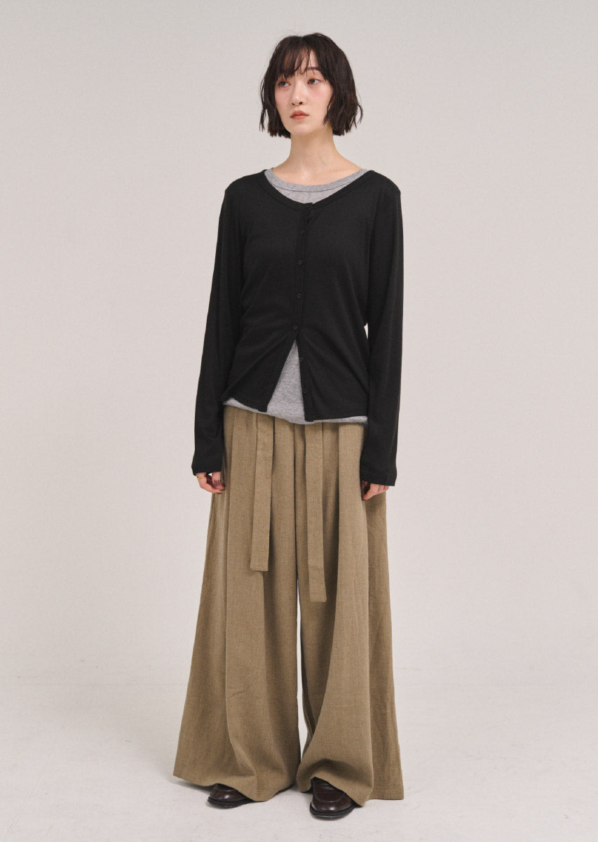 バイカラーソフトフィットカーディガン