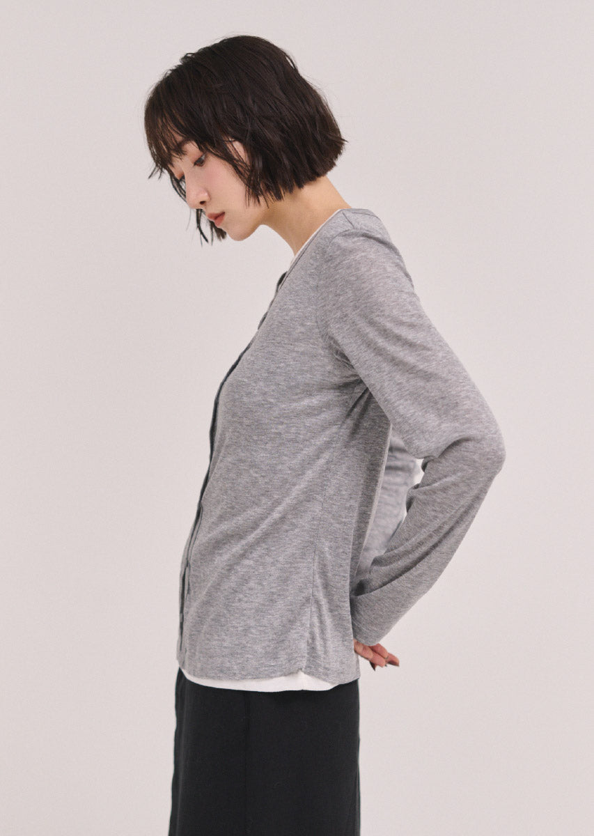 バイカラーソフトフィットカーディガン