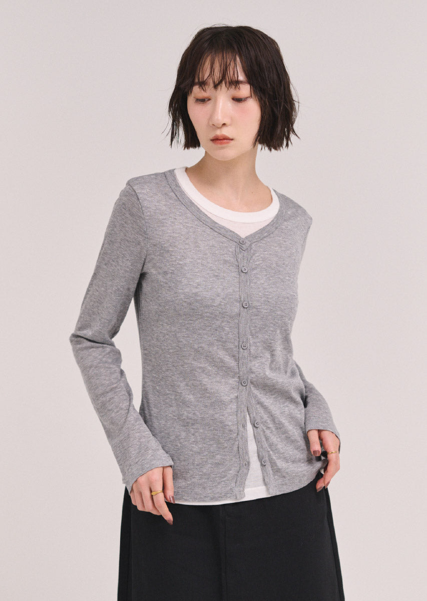 バイカラーソフトフィットカーディガン