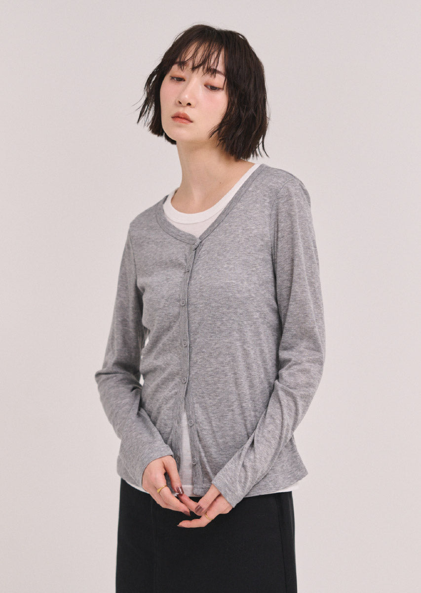 バイカラーソフトフィットカーディガン