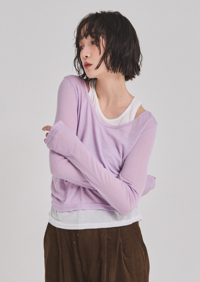 ロングスリーブレイヤードシアートップス