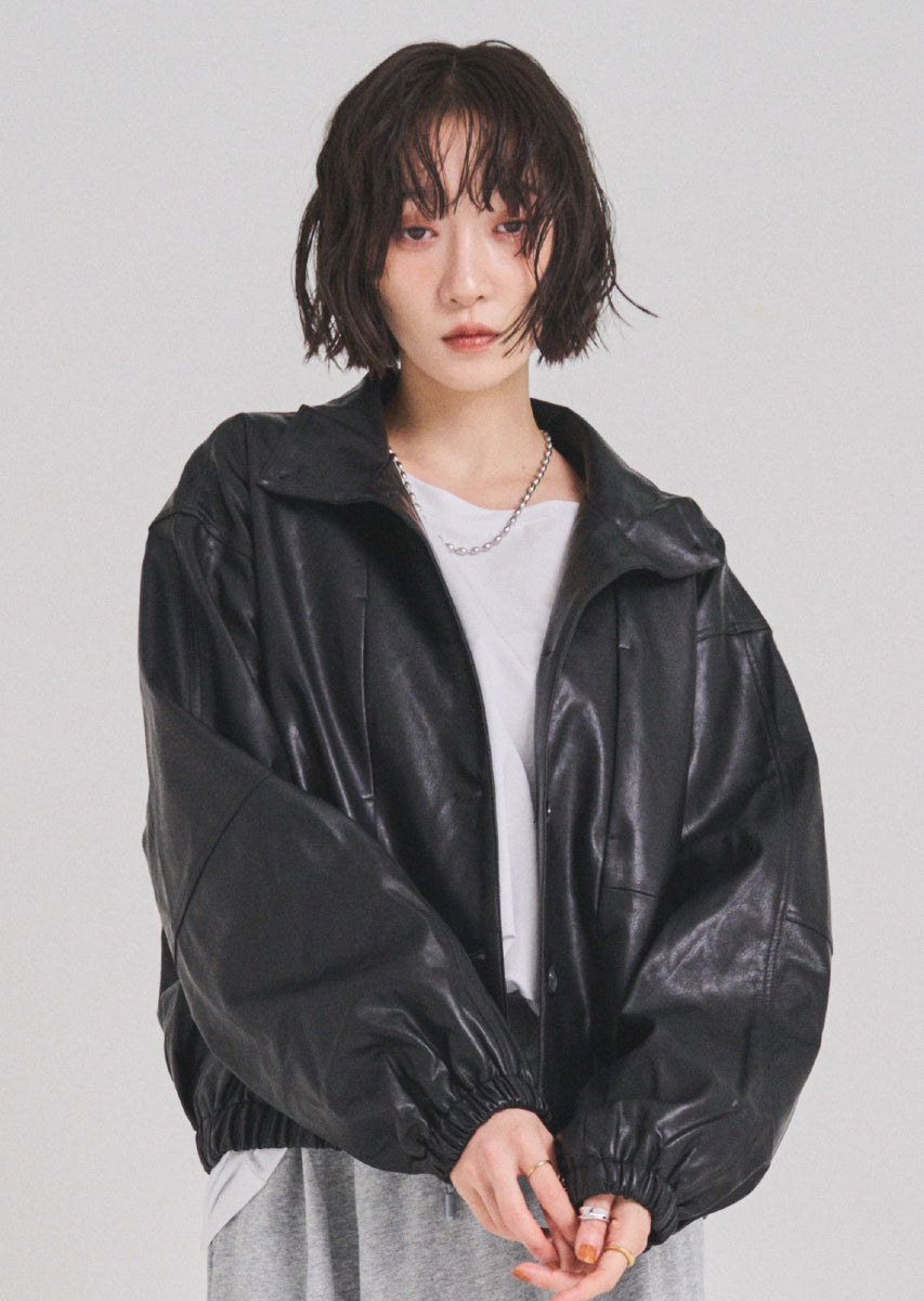 フェイクレザーオーバーブルゾン