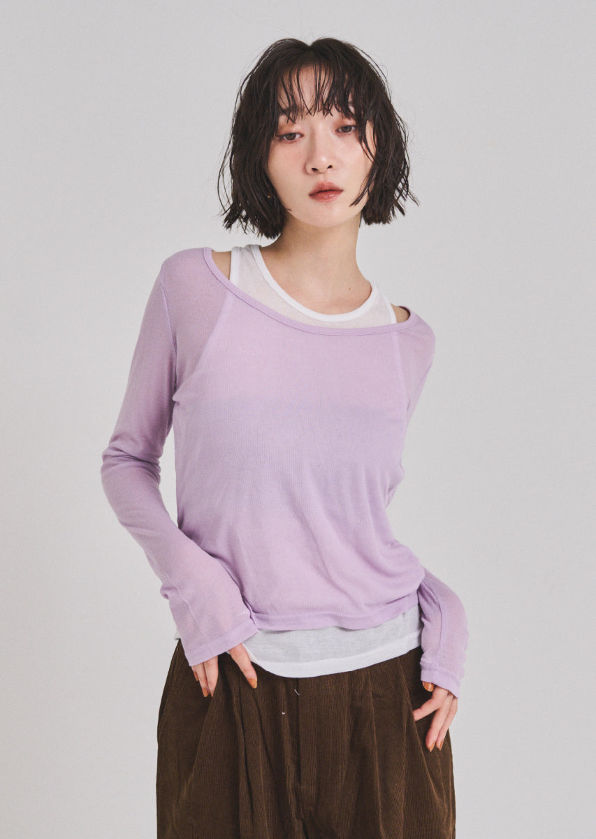 FEELCYCLE シアーロングブラトップ 長袖 メッシュレイヤード ロングスリーブレイヤードシアートップス