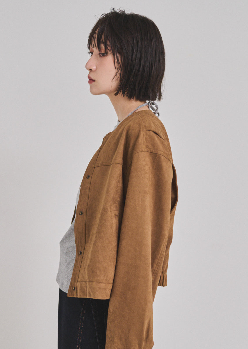 フェイクスウェードノーカラージャケット