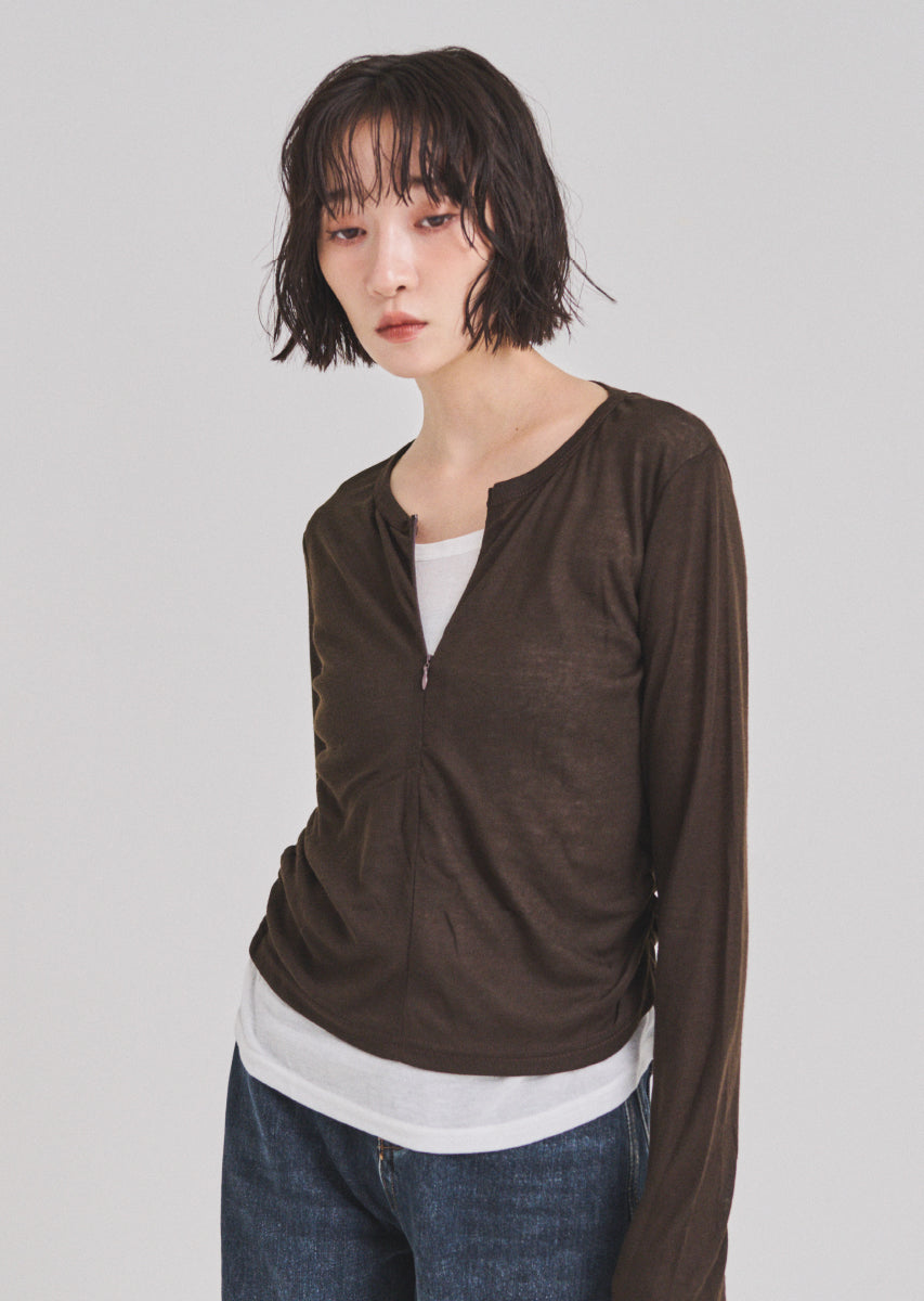 ハーフジップシアートップス