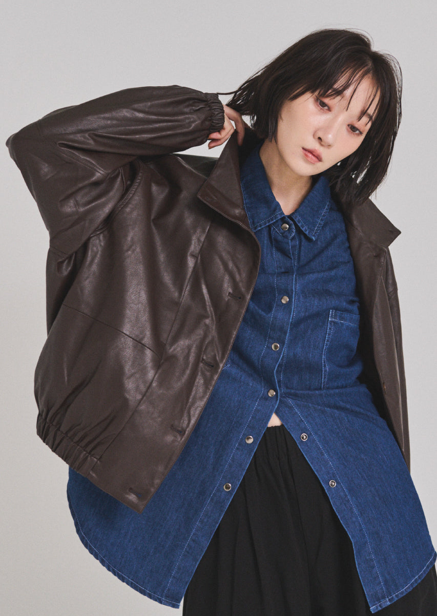 フェイクレザーオーバーブルゾン