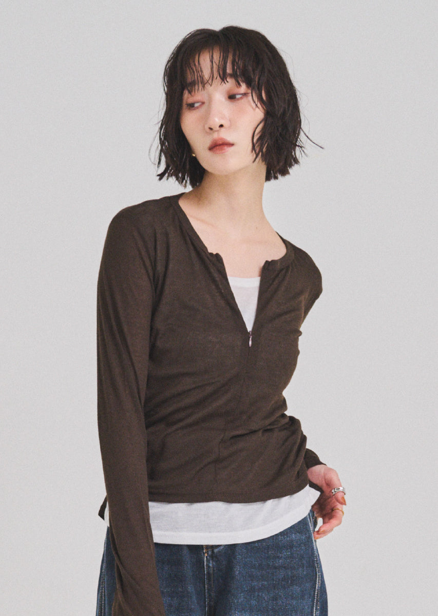 ハーフジップシアートップス