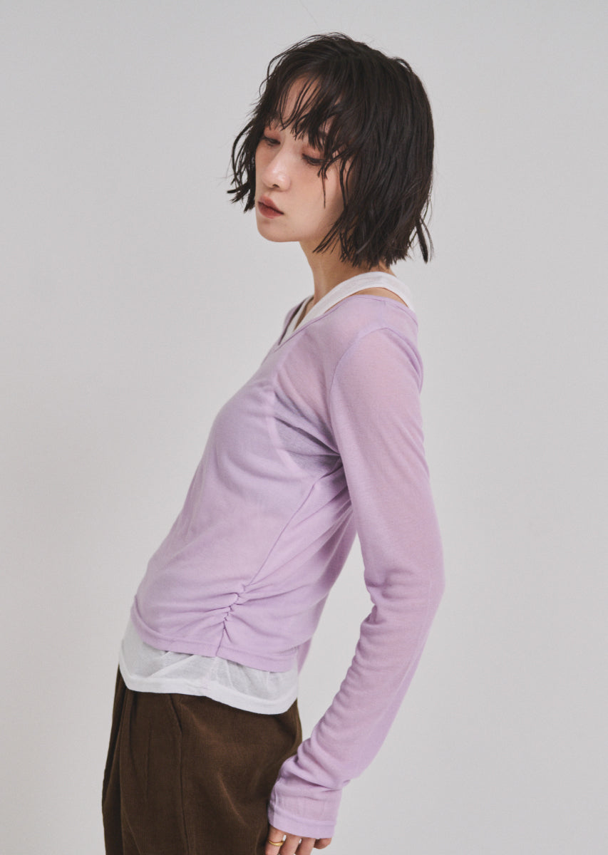 ロングスリーブレイヤードシアートップス