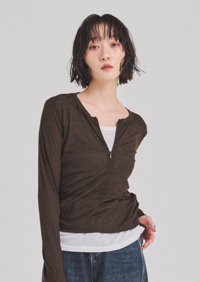 ハーフジップシアートップス