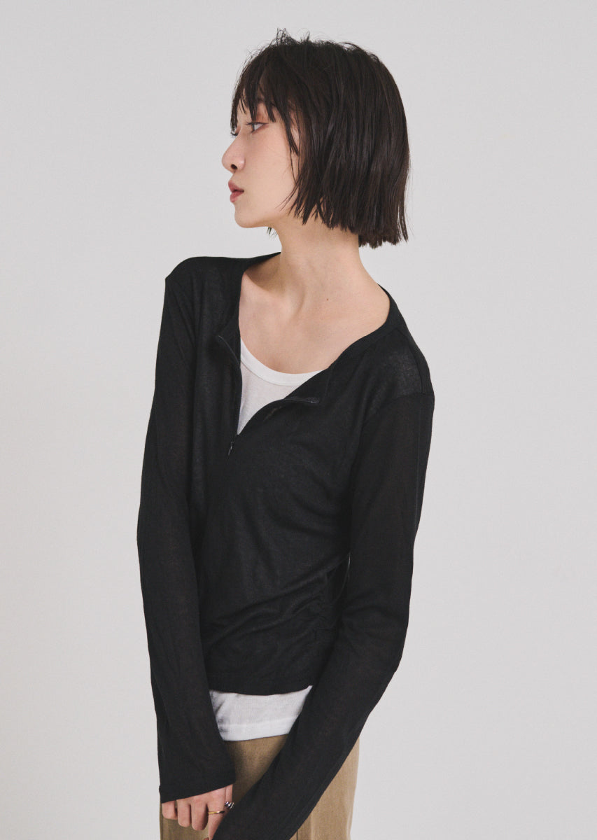 ハーフジップシアートップス