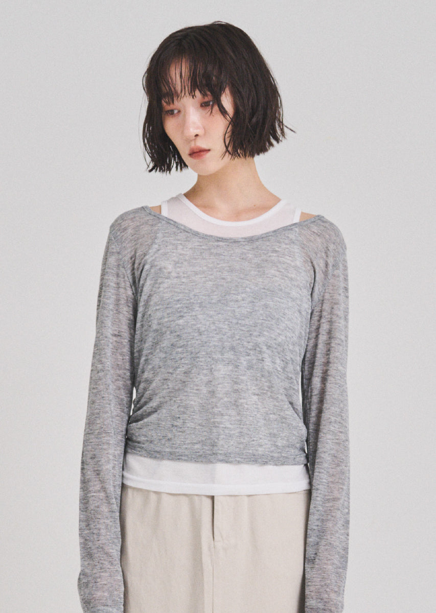 ロングスリーブレイヤードシアートップス