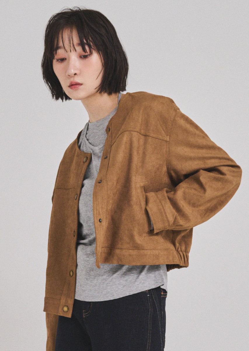 フェイクスウェードノーカラージャケット