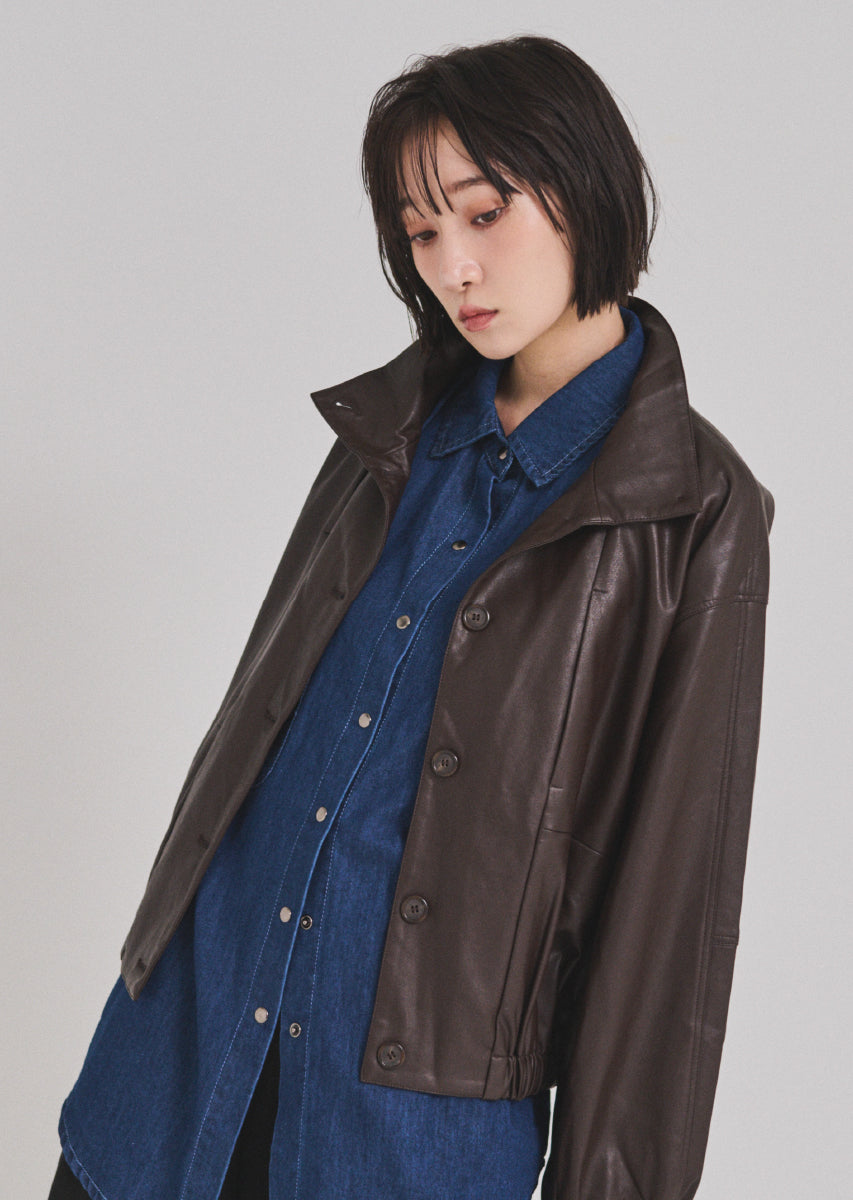 フェイクレザーオーバーブルゾン